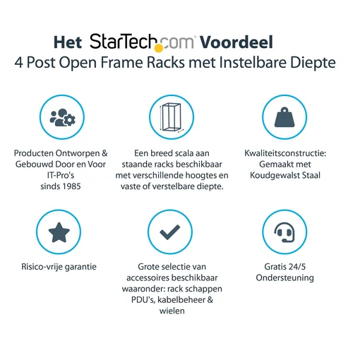 StarTech 12U Adjustable Depth 4 Post Server Rack