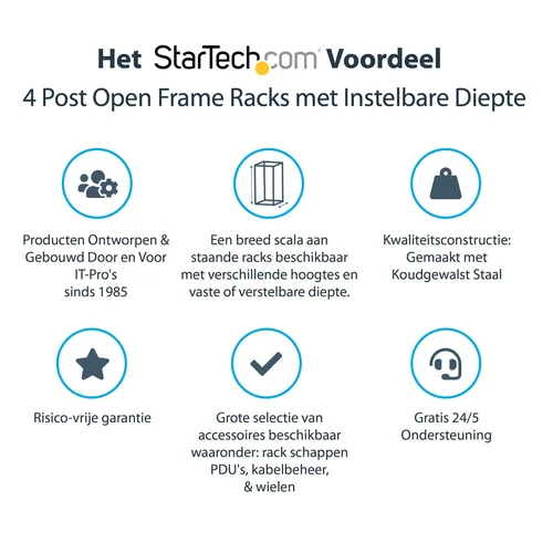 StarTech 25U Adjustable Depth 4 Post Server Rack