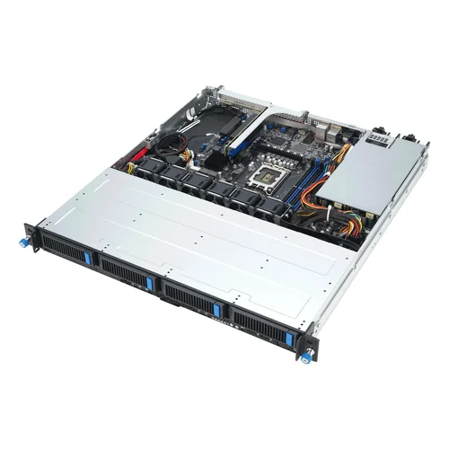ASUS RS300-E12-PS4/350W | 90SF03A1-M00070 | Intel® Xeon® E-2400 1U server with support for four DDR5 ECC UDIMM, four NVMe, one M.2, one PCIe® 5.0 slot and one PCIe 4.0 slot, plus dual LAN , 80 PLUS® Gold power supply, Platform Firmware Resilience (PFR)